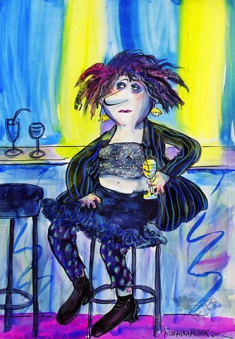 Waiting for Somebody, 2002 ( waltercolor, acrylics, col pencil on papaer)