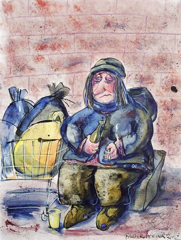 Waiting for Something, 2002 ( watercolor, acrylics, col.pencil on paper)